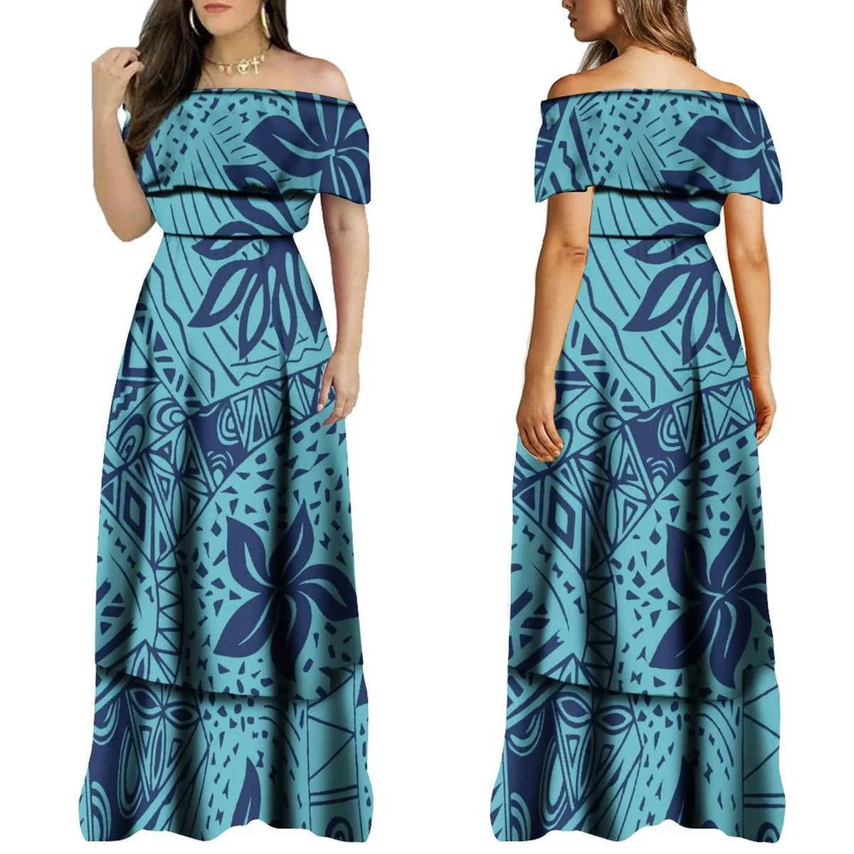 2024 Summer One Shoulder Style Long Dress New Customized Long Dress Polynesian Customized Women's Dress