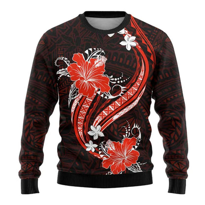 Polynesian Flower Pattern Sweatshirt Men Women Crew Neck Long Sleeve Pullover Sweatshirts Fashion Trend Autumn Oversized Hoodie