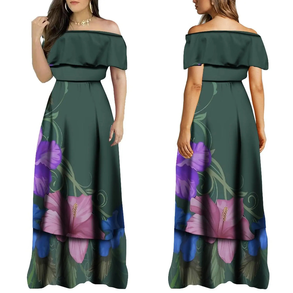 2024 Summer One Shoulder Style Long Dress New Customized Long Dress Polynesian Customized Women's Dress