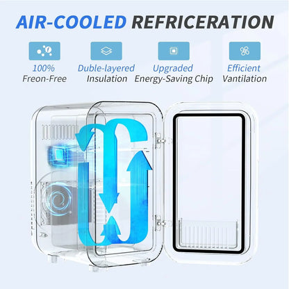 Mini Fridge, 6 Liter/8 Can 220-240V AC/DC Portable Thermoelectric Cooler Refrigerators for Bedroom