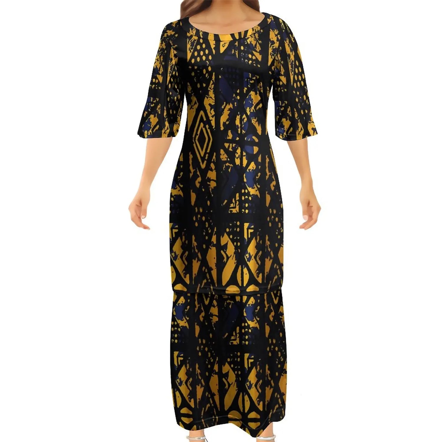 Polynesian Puletasi Summer Dress Ankle-Length Loose Fit