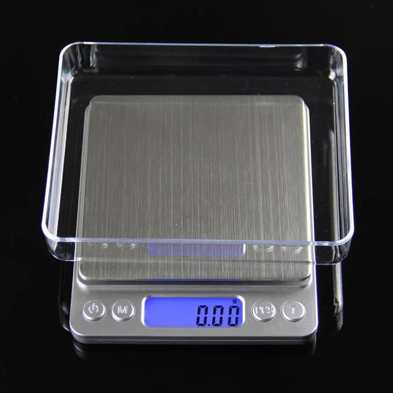 Digital Scale Electronic Weight Scales 3kg 0.1g Pocket Case Jewelry Scale Food Kitchen Balance Silver With 2 Tray