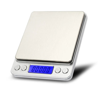 Digital Scale Electronic Weight Scales 3kg 0.1g Pocket Case Jewelry Scale Food Kitchen Balance Silver With 2 Tray