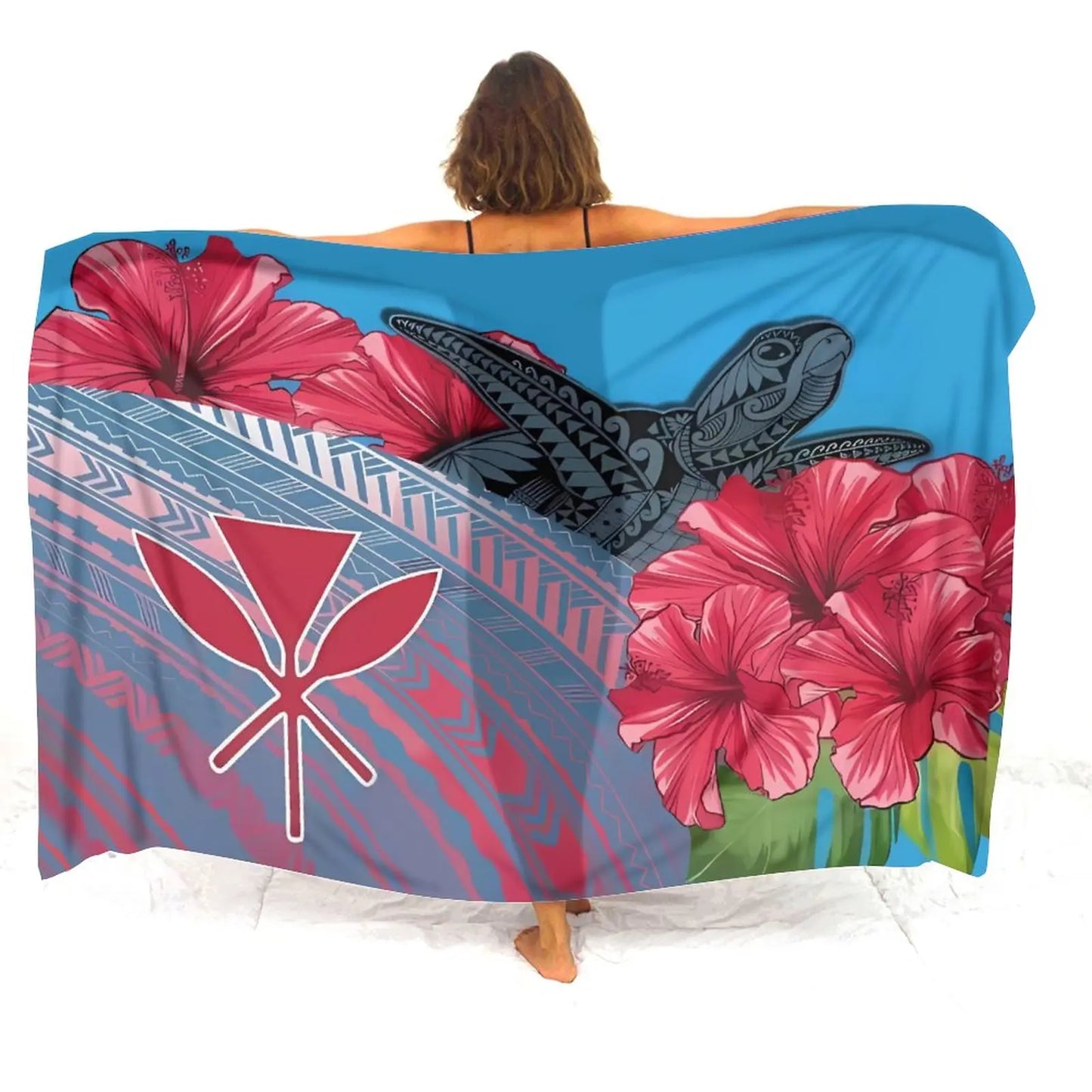 Custom sarongs for women Elegant striped printed swimwear Polynesian Tribal Frances Hibiscus Custom Polynesian sarongs