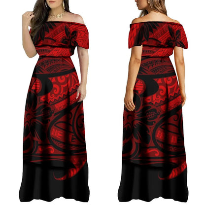 2024 Summer One Shoulder Style Long Dress New Customized Long Dress Polynesian Customized Women's Dress