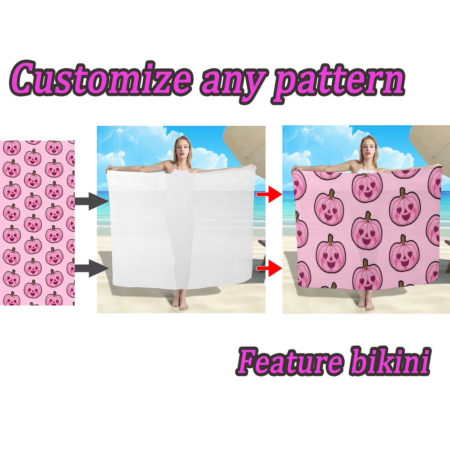 Custom sarongs for women Elegant striped printed swimwear Polynesian Tribal Frances Hibiscus Custom Polynesian sarongs
