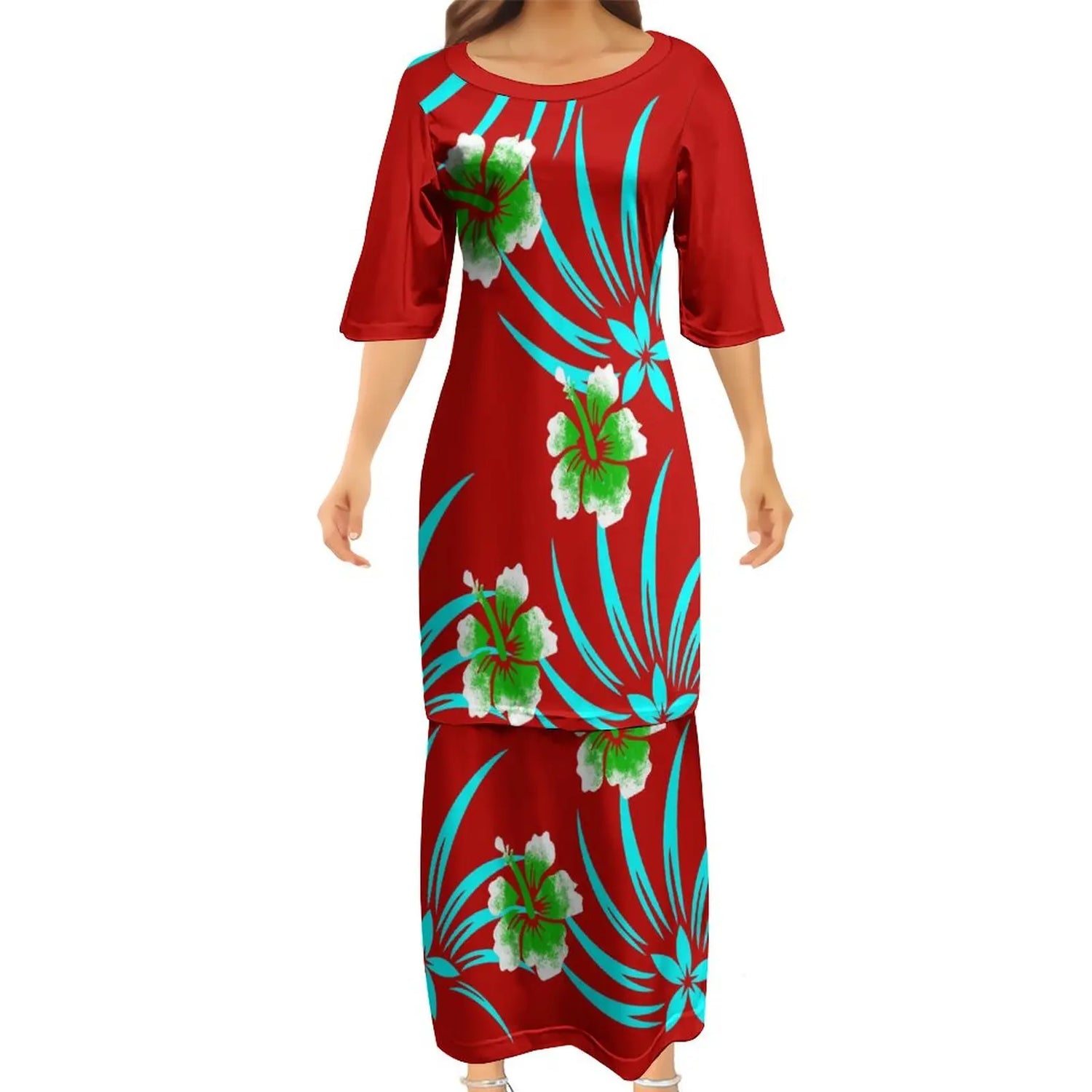 Polynesian Puletasi Summer Dress Ankle-Length Loose Fit