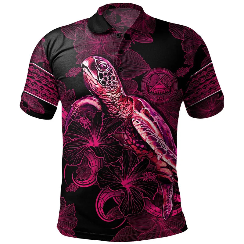 3D American Samoa Tribal Styles Print Polo Shirt For Men Polynesian Samoa Emblem Graphic Polo Shirts Polos Vintage Clothing Tops